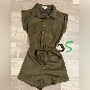 Olive Green Suede romper